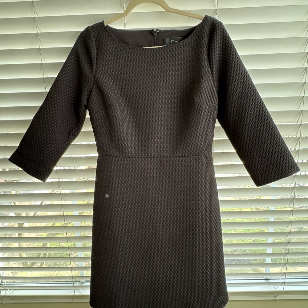 J. Crew Black Textured 3/4 Sleeve Sheath Dress Size 8 - Picture 7 of 15